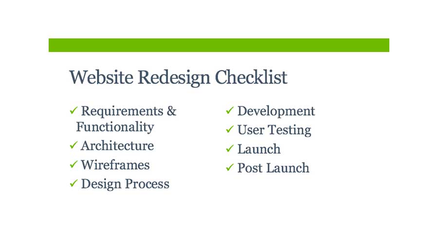 website redesign checklist feature